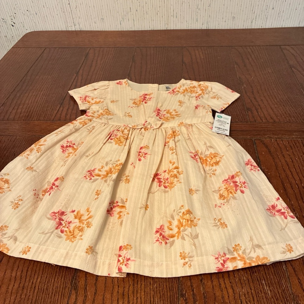 Baby B’gosh Dress 24 Mons. Light Pink Floral Cotton Button Back NWT